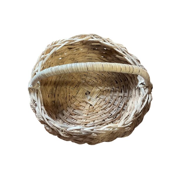 Large Handwoven Seagrass Gathering Basket Vintage Farmhouse Decor 12"H x 14"W - Picture 5 of 6